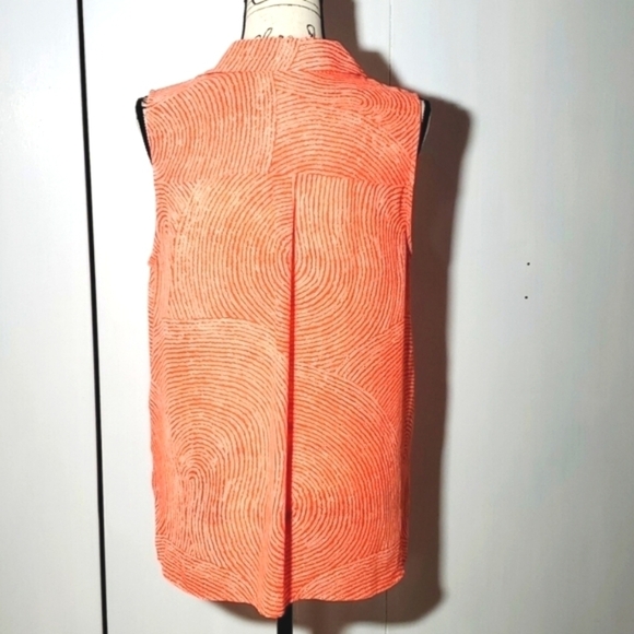Michael Kors- Coral/Salmon Sleeveless Top/ Shell W/ Gold Zip Dressy Office  Sz.L - Picture 3 of 5